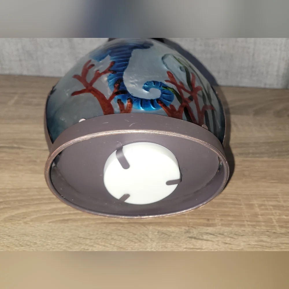 Oceanic Seahorse Lantern with Blue and Brown Accents
